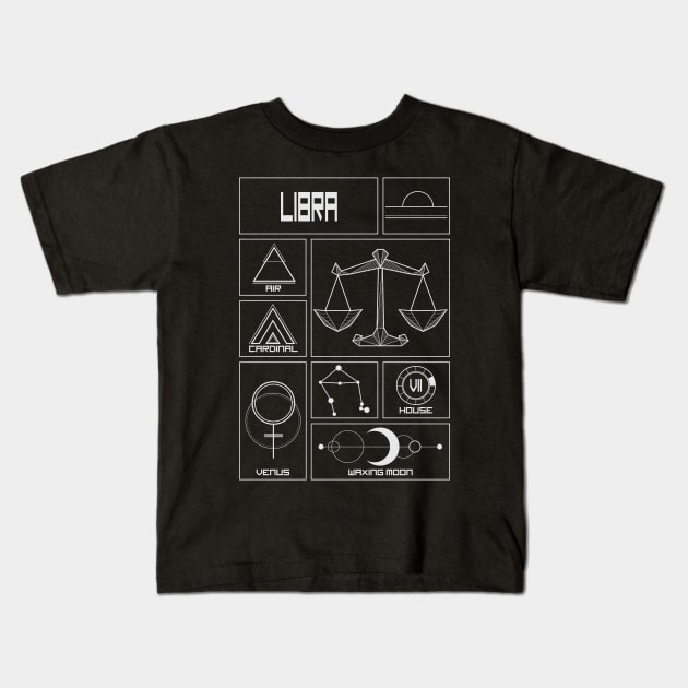 Libra Profile - Astrology Signs Kids T-Shirt by alcateiaart